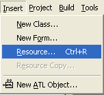 Creating a new dialog resource through the Insert menu