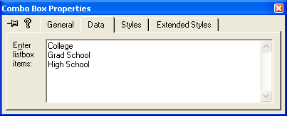 Modifying the Educ (education) combo box