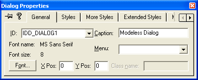 Modifying the dialog properties.