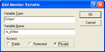 Adding a view pointer’s type and name.
