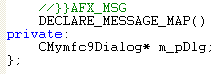 Visual C++ MFC source code segment