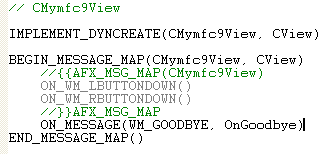 Visual C++ MFC source code segment